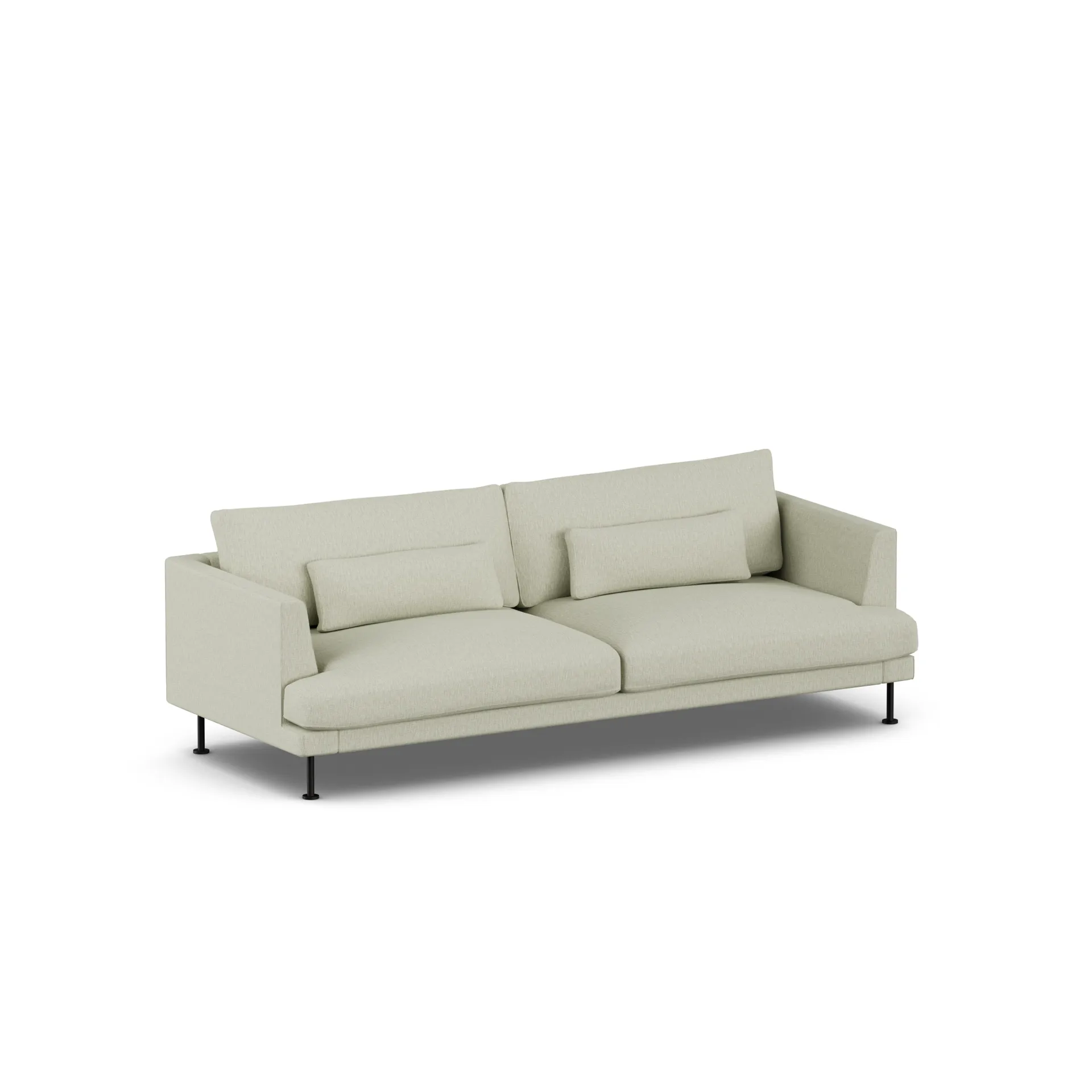 Bredhult soffa, Luiza Beige 3981-svart stål, 3-sits 1898