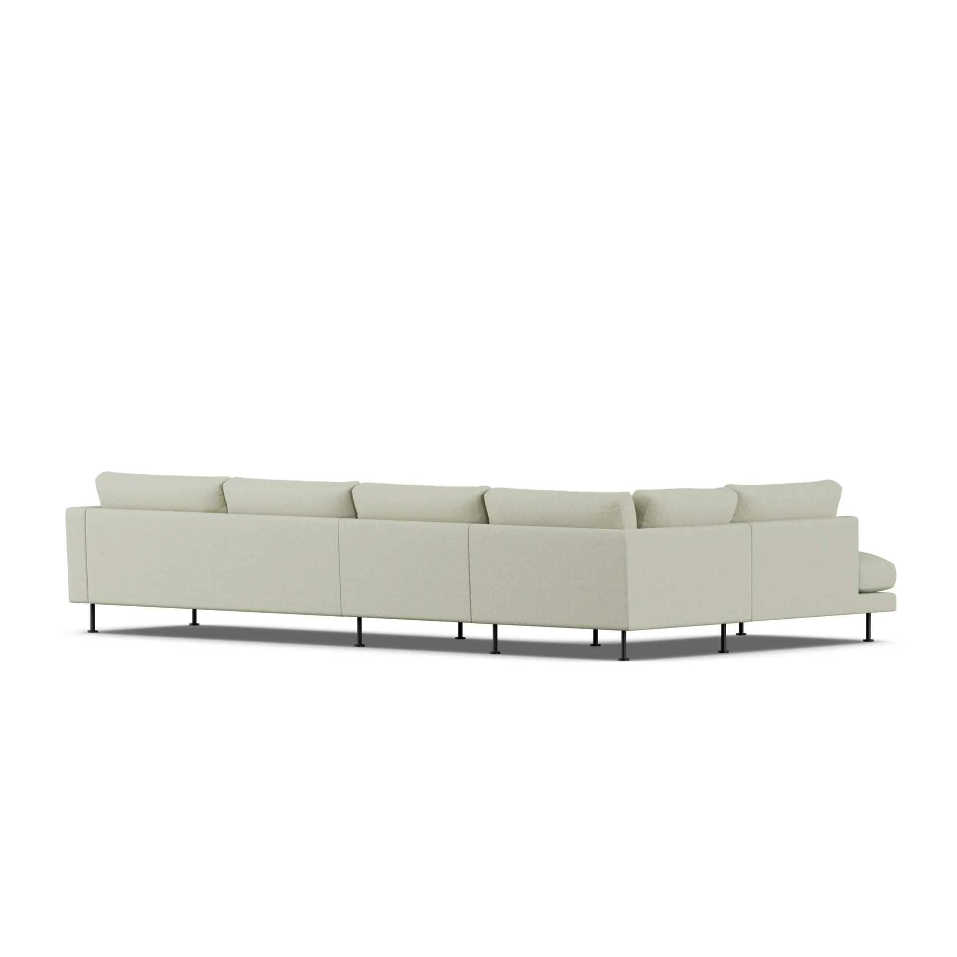 Bredhult soffa, Luiza Beige 3981-svart stål, 4-sits B2 1898