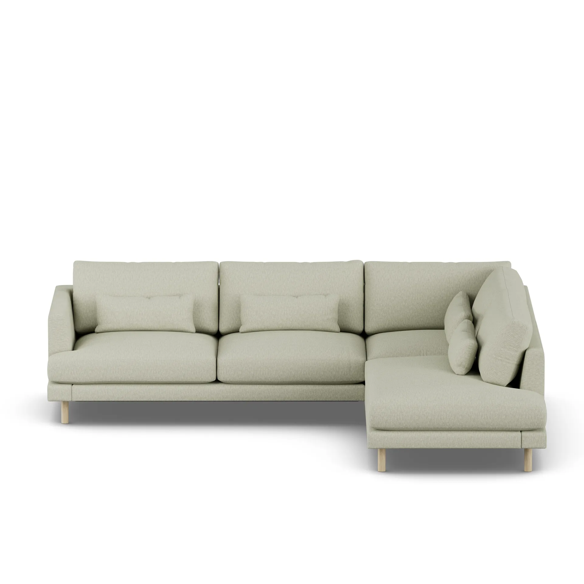 Bredhult soffa, Luiza Beige 3981-vitoljad ek, 3-sits A1 1898