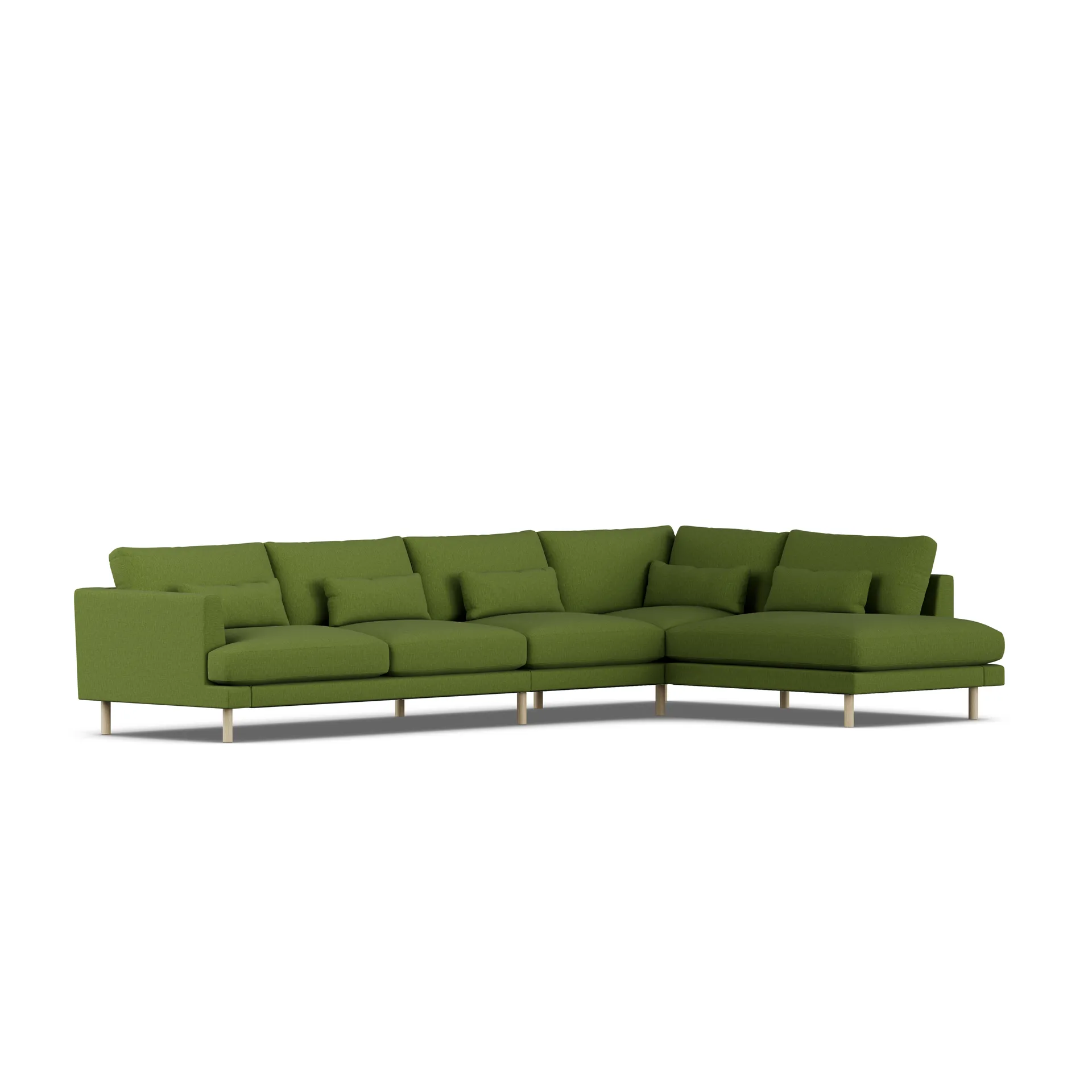 Bredhult soffa, Luiza Green 3975-vitoljad ek, 4-sits B1 1898