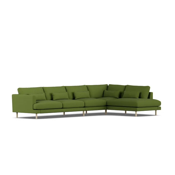 Bredhult soffa - Luiza Green 3975-vitoljad ek, 4-sits B1 - 1898