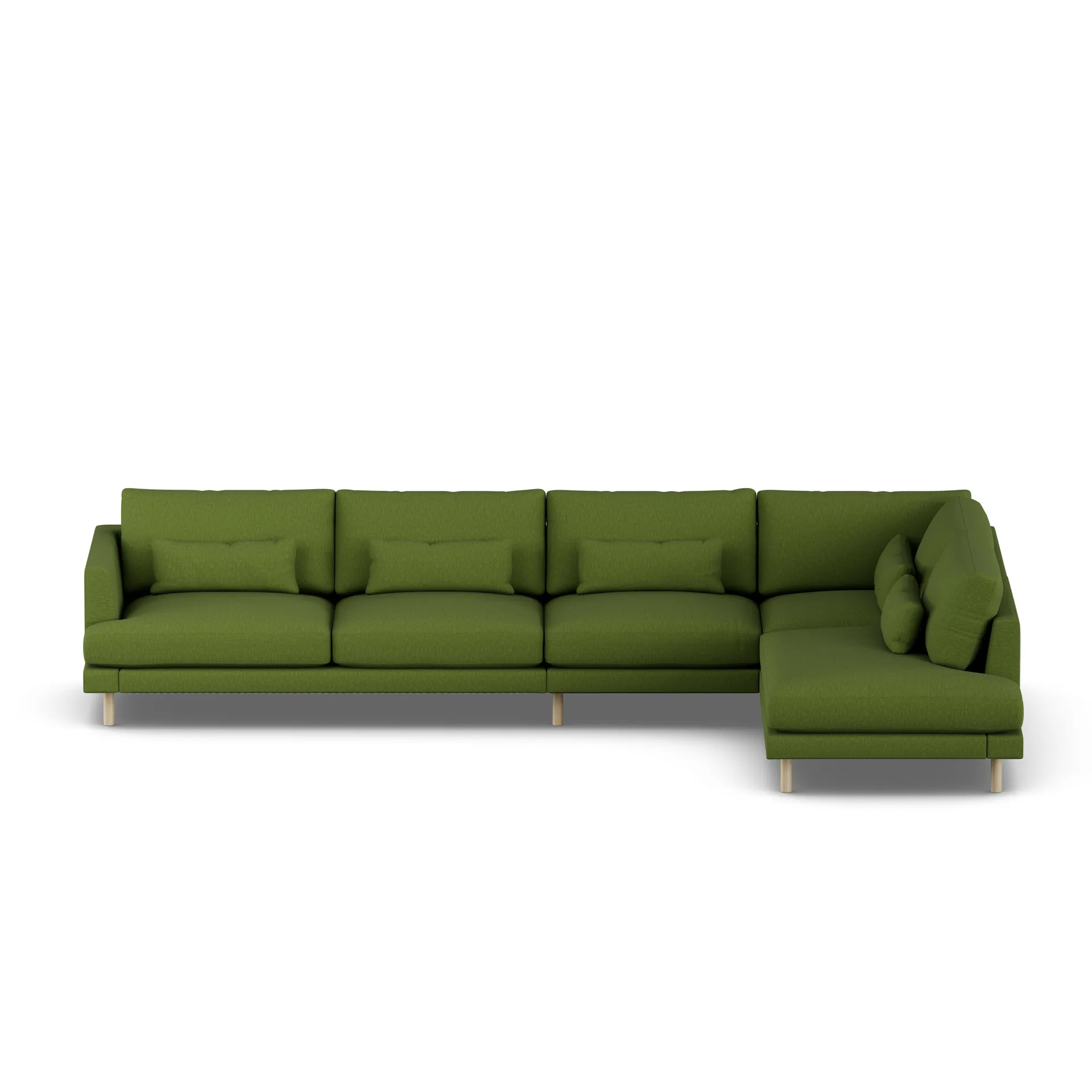 Bredhult soffa, Luiza Green 3975-vitoljad ek, 4-sits B1 1898
