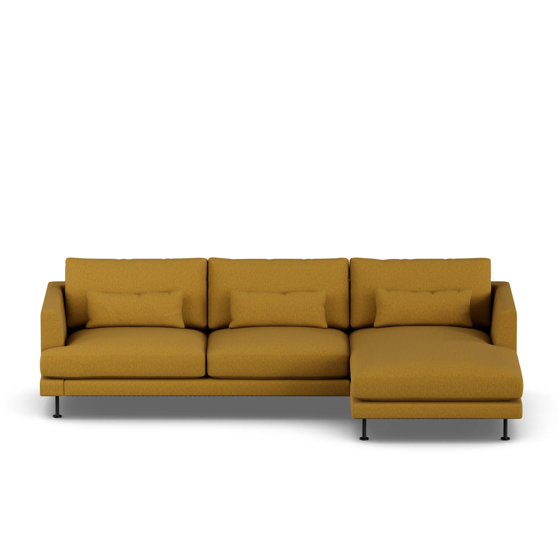 Bredhult soffa, Luiza Mustard 3972-svart stål, 2,5-sits C1 1898