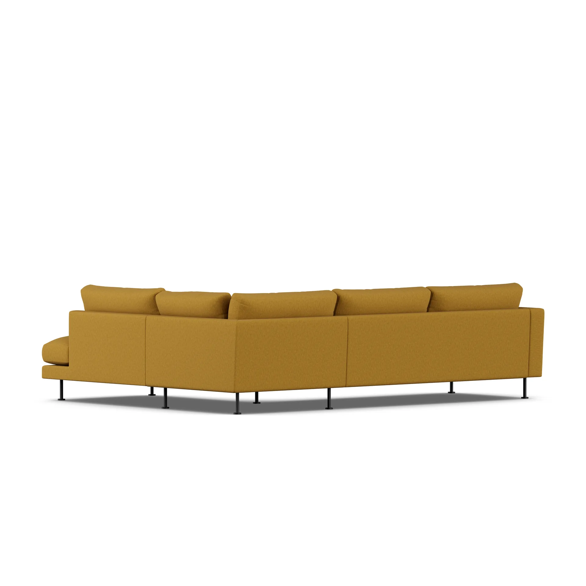 Bredhult soffa, Luiza Mustard 3972-svart stål, 3-sits A1 1898