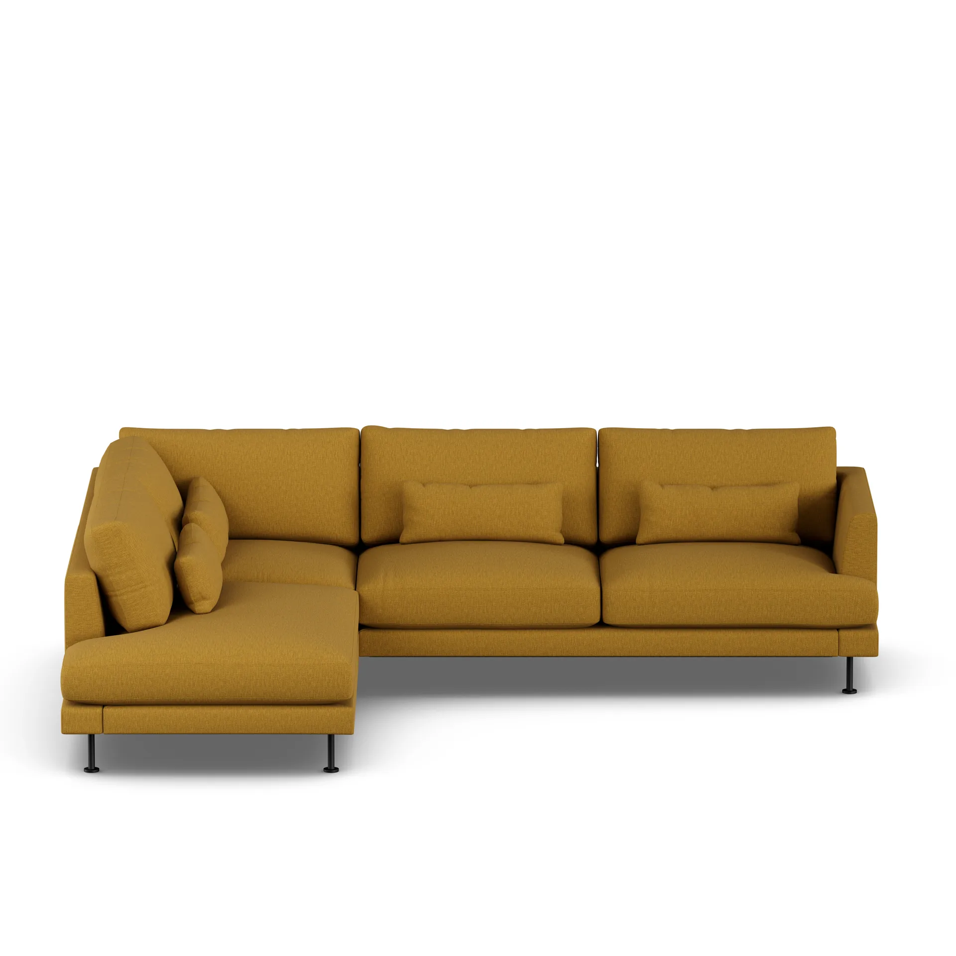 Bredhult soffa, Luiza Mustard 3972-svart stål, 3-sits A2 1898