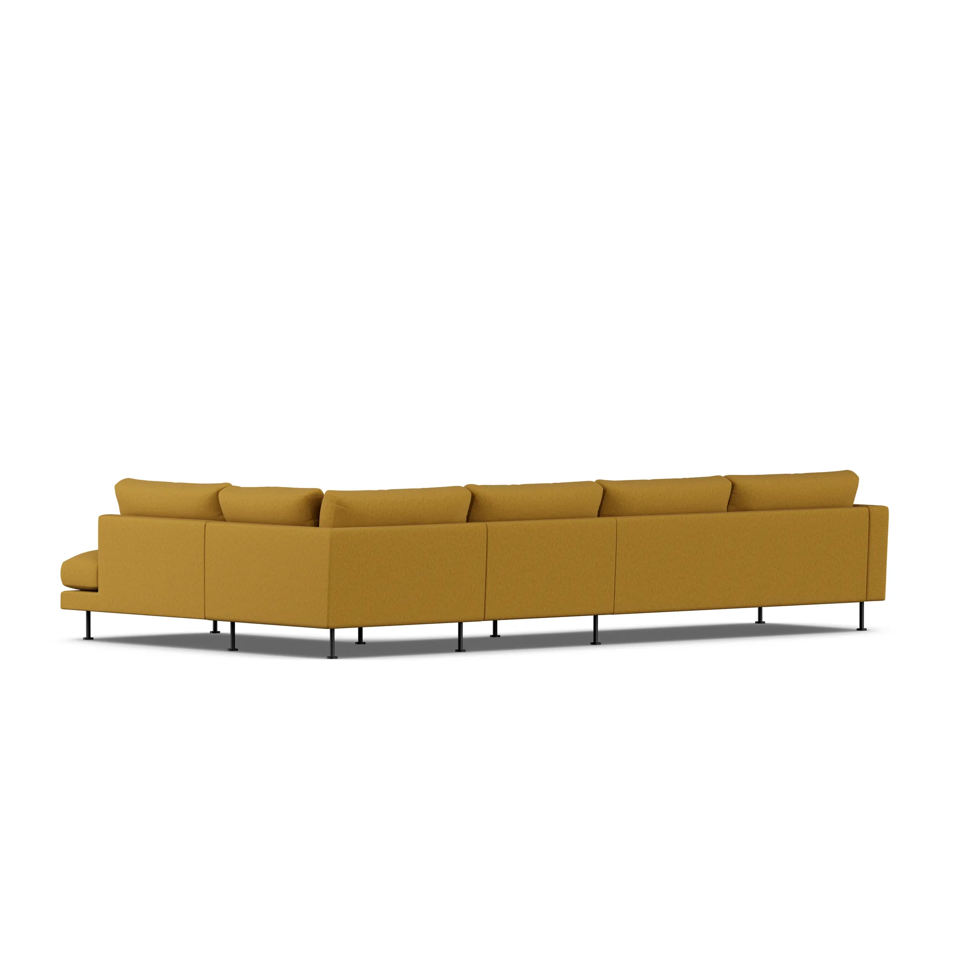 Bredhult soffa, Luiza Mustard 3972-svart stål, 4-sits B1 1898
