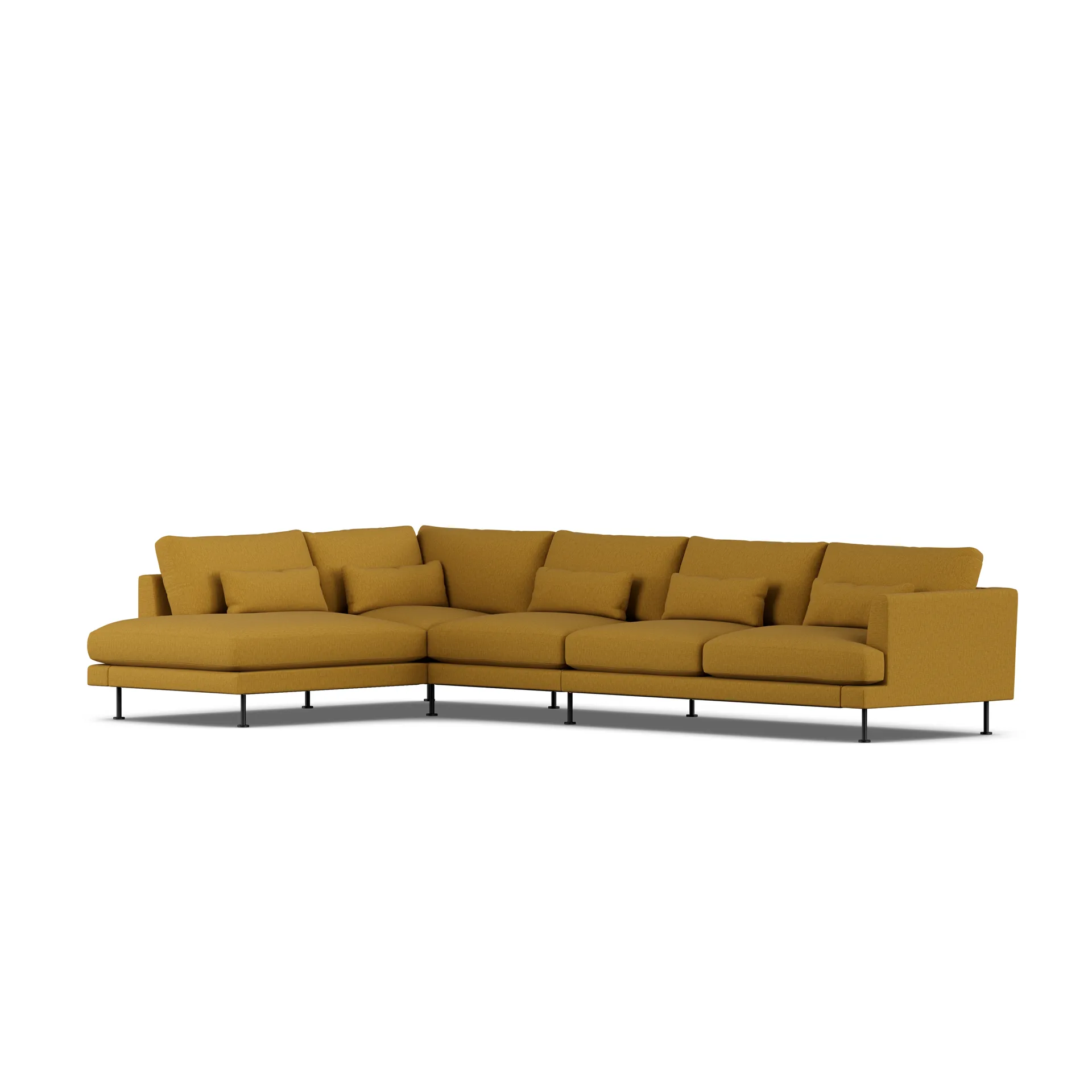 Bredhult soffa, Luiza Mustard 3972-svart stål, 4-sits B2 1898