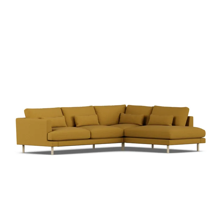 Bredhult soffa - Luiza Mustard 3972-vitoljad ek, 3-sits A1 - 1898