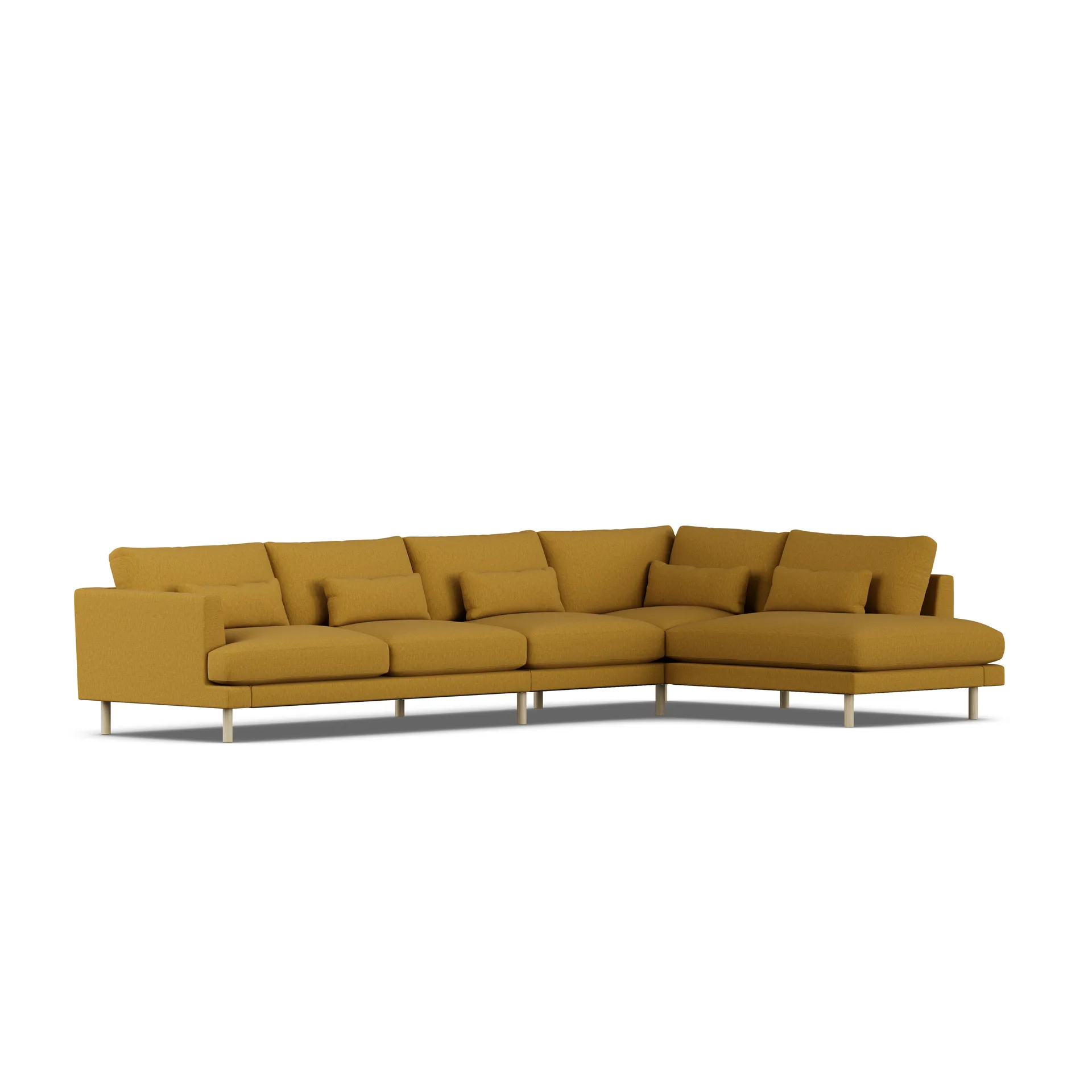 Bredhult soffa, Luiza Mustard 3972-vitoljad ek, 4-sits B1 1898