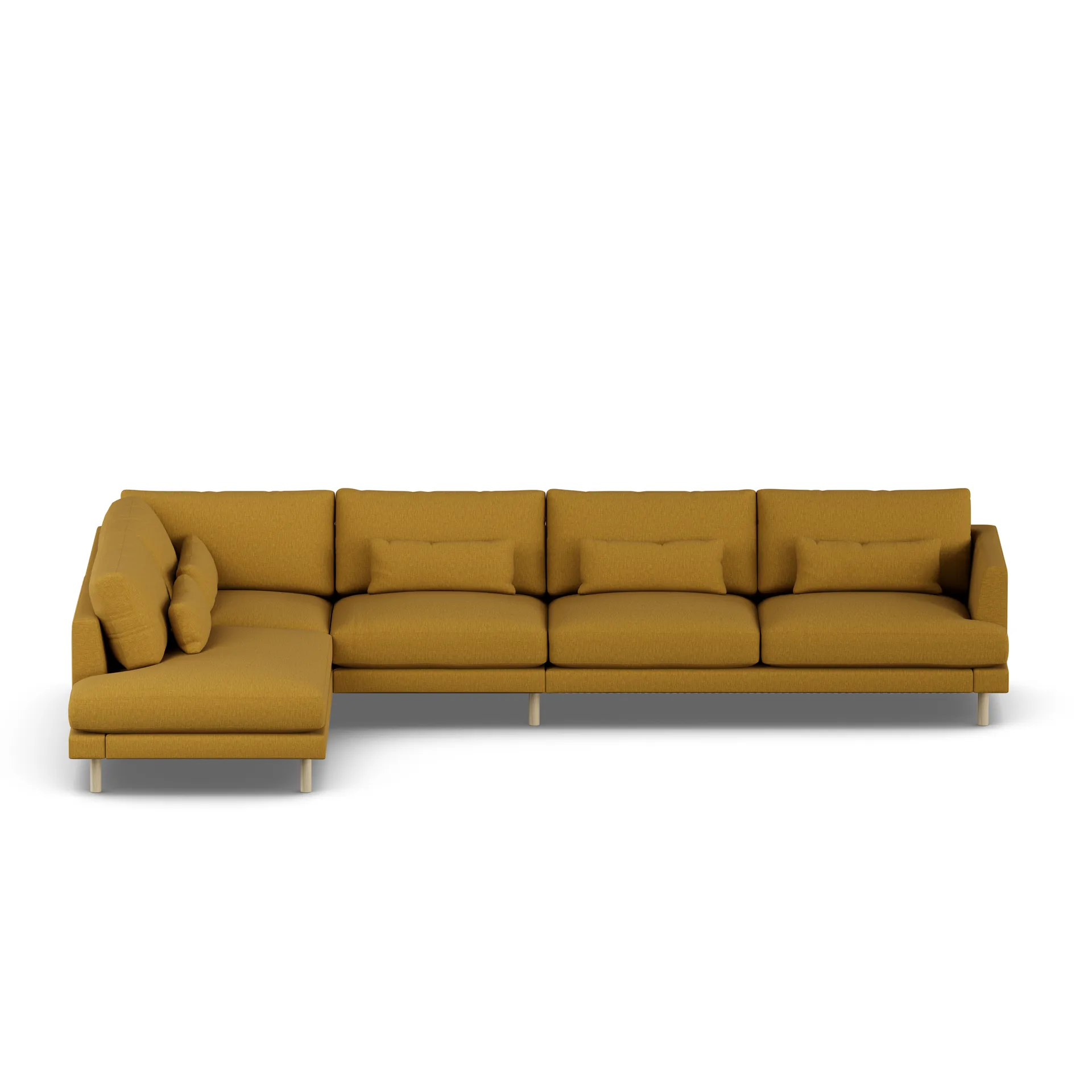 Bredhult soffa, Luiza Mustard 3972-vitoljad ek, 4-sits B2 1898