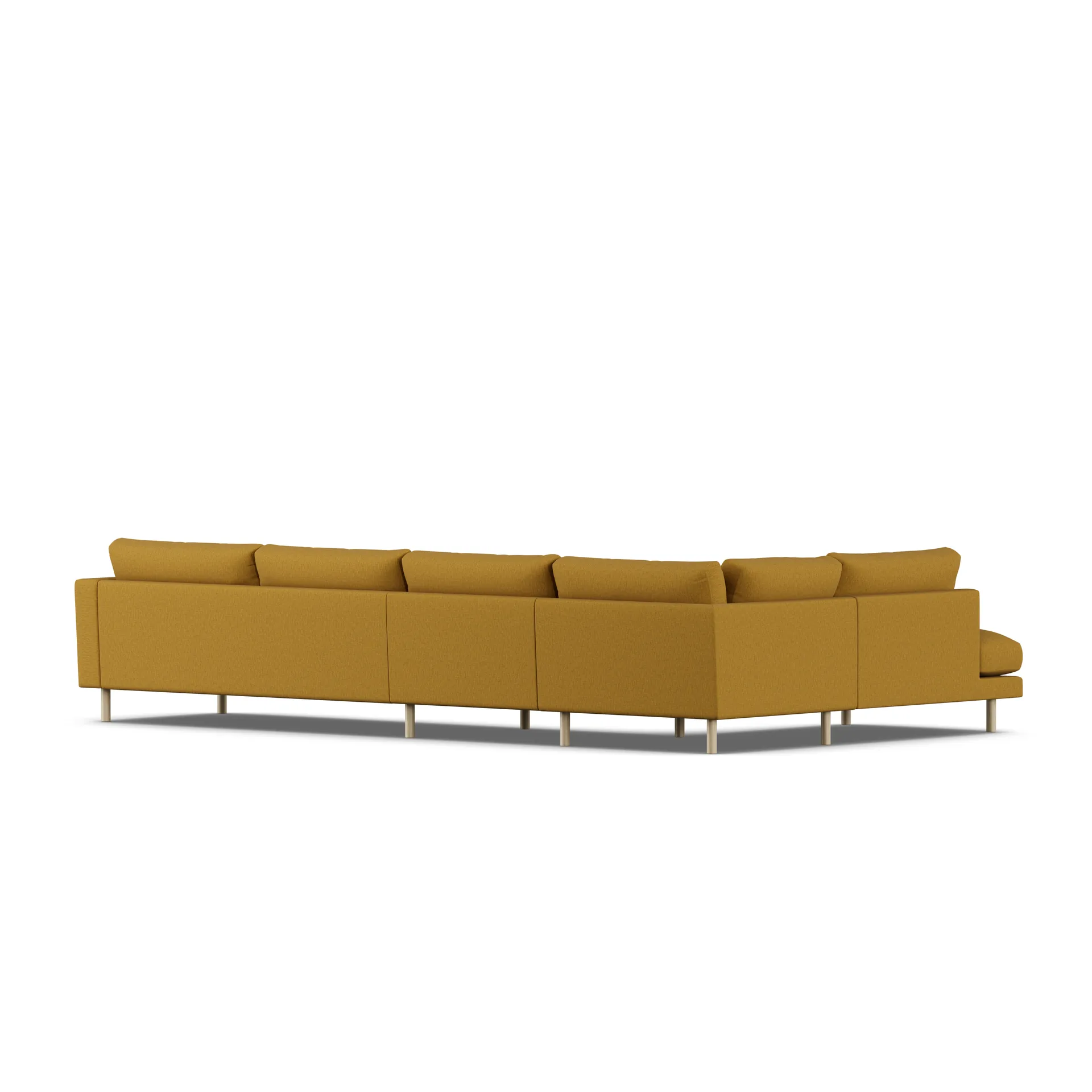 Bredhult soffa, Luiza Mustard 3972-vitoljad ek, 4-sits B2 1898