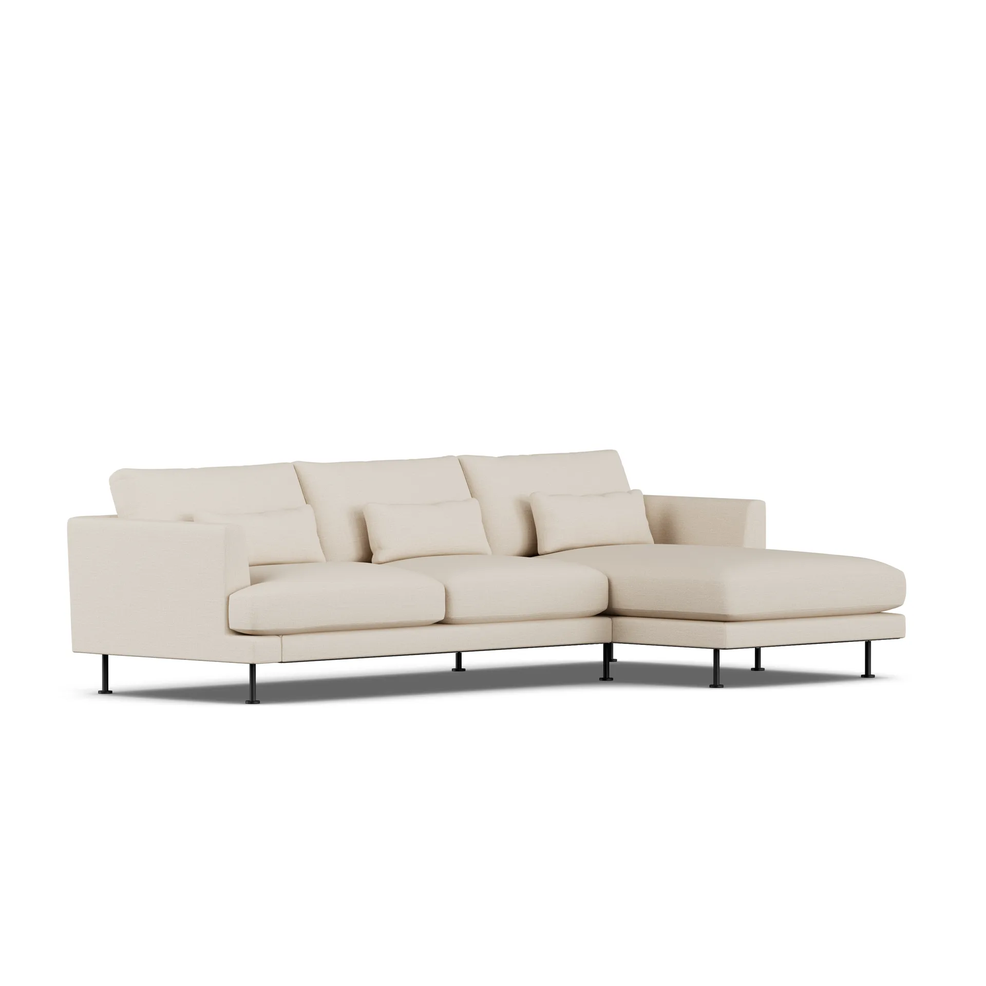 Bredhult soffa, Same Beige 6670-svart stål, 2,5-sits C1 1898