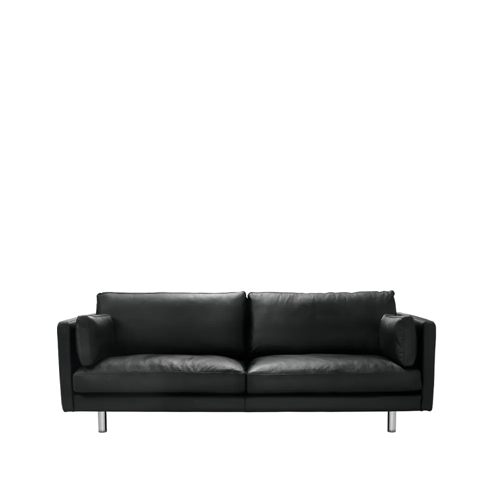 Haga 3-sits soffa, läder sevilla svart, metallben 1898