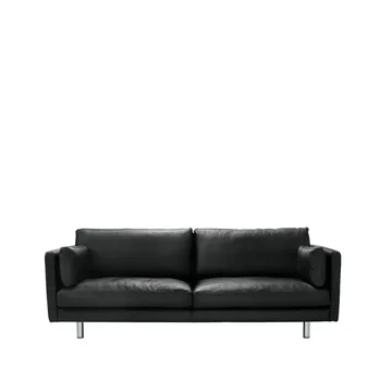 Haga 3-sits soffa - läder sevilla svart, metallben - 1898