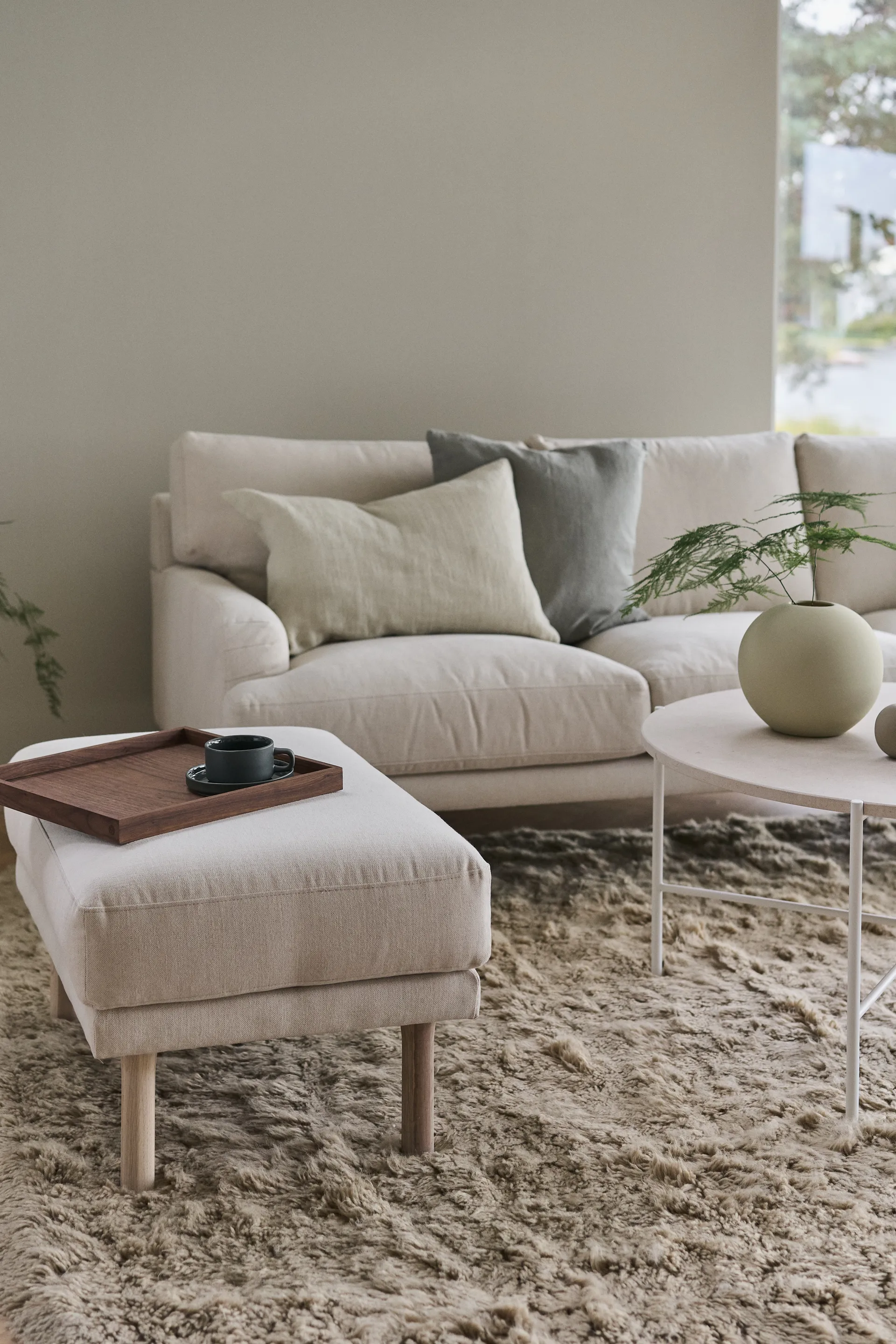 Lidnäs 3 sits soffa, Caleido Beige 9600-vitoljad ek, 3-sits 1898