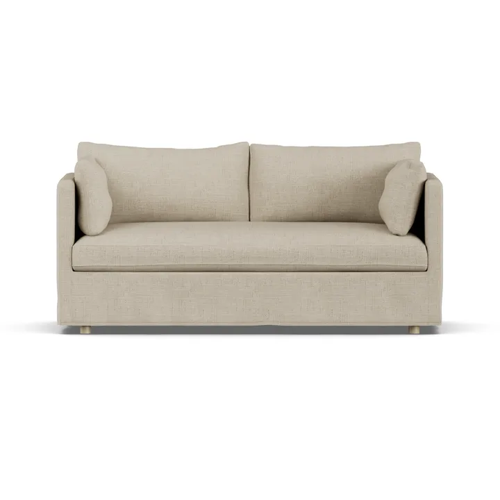 Linnevik soffa - Bern beige 0341-vitoljad ek, 2-sits, med kappa - 1898