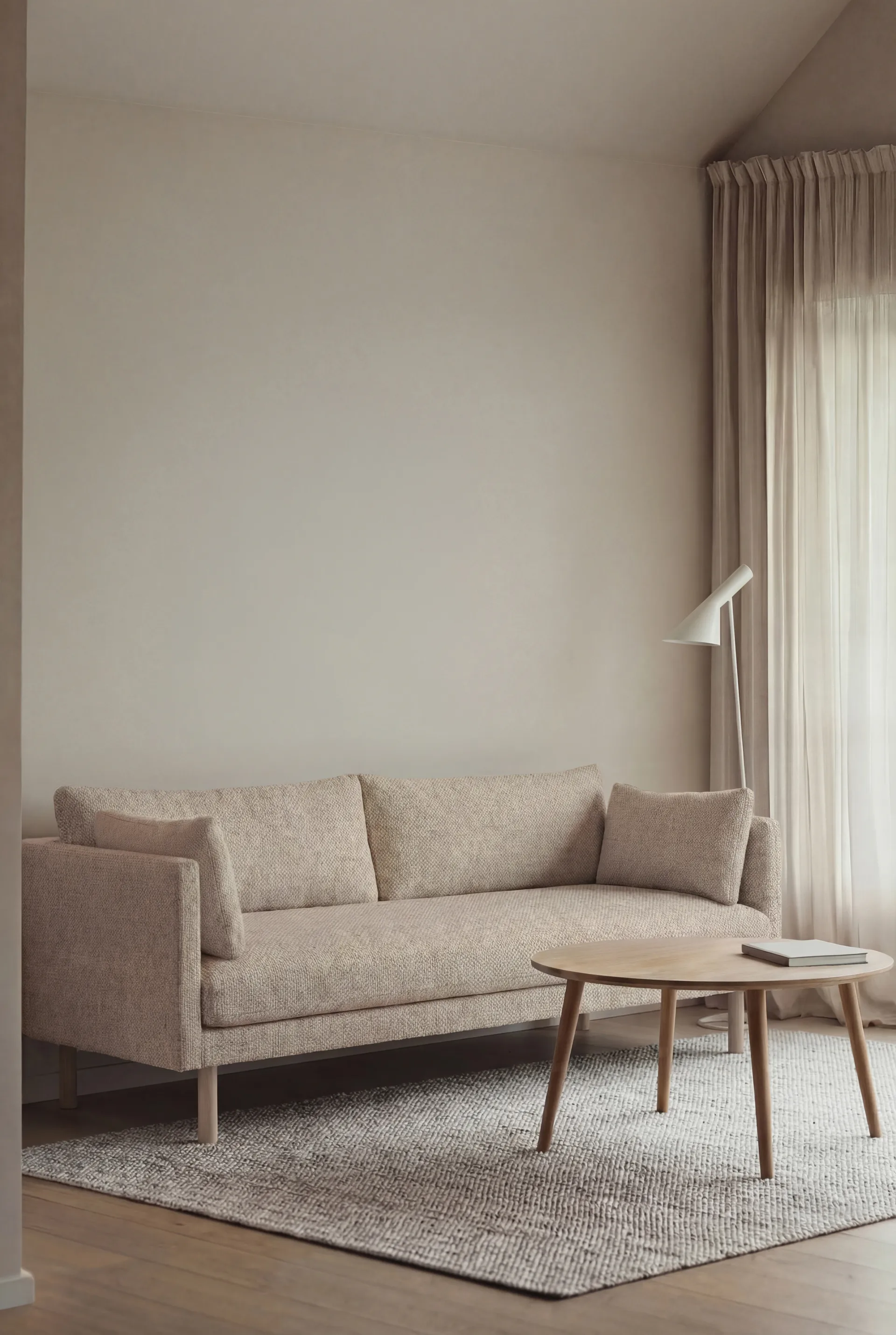Linnevik soffa, Bern Beige 0341-vitoljad ek, 3-sits 1898