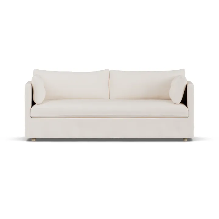 Linnevik soffa - Caleido beige 9600-vitoljad ek, 3-sits, med kappa - 1898