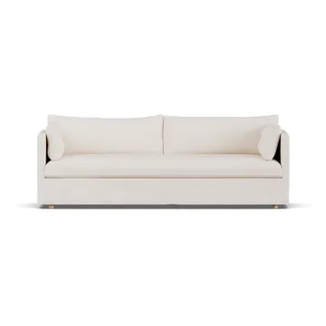 Linnevik soffa - Caleido beige 9600-vitoljad ek, 4-sits, med kappa - 1898