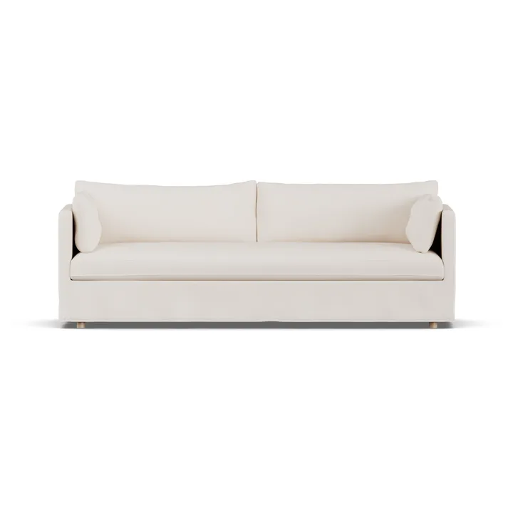 Linnevik soffa - Caleido beige 9600-vitoljad ek, 4-sits, med kappa - 1898
