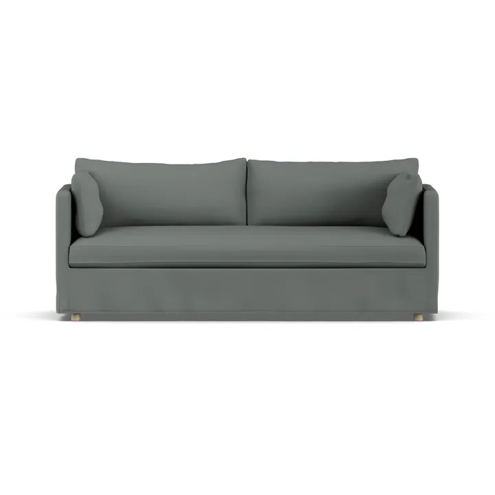 Linnevik soffa - Caleido Grey 1240-vitoljad ek, 3-sits, med kappa - 1898