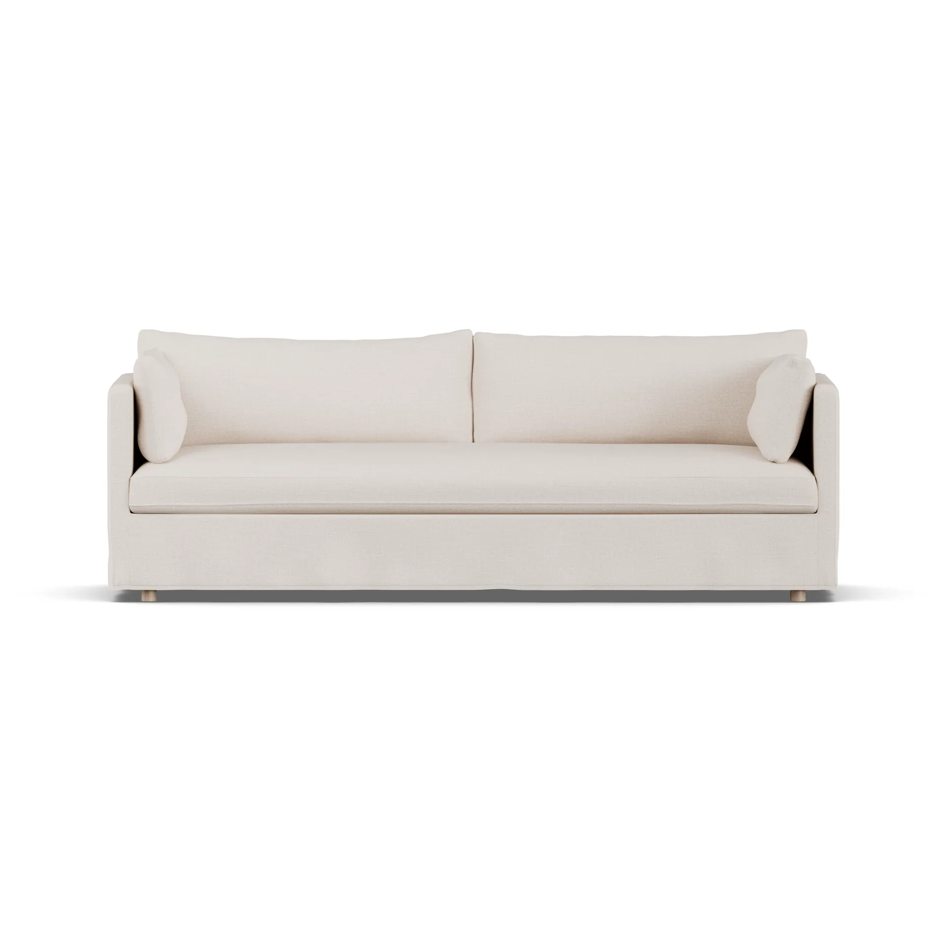 Linnevik soffa, Same Off White 6671-vitoljad ek, 4-sits, med kappa 1898