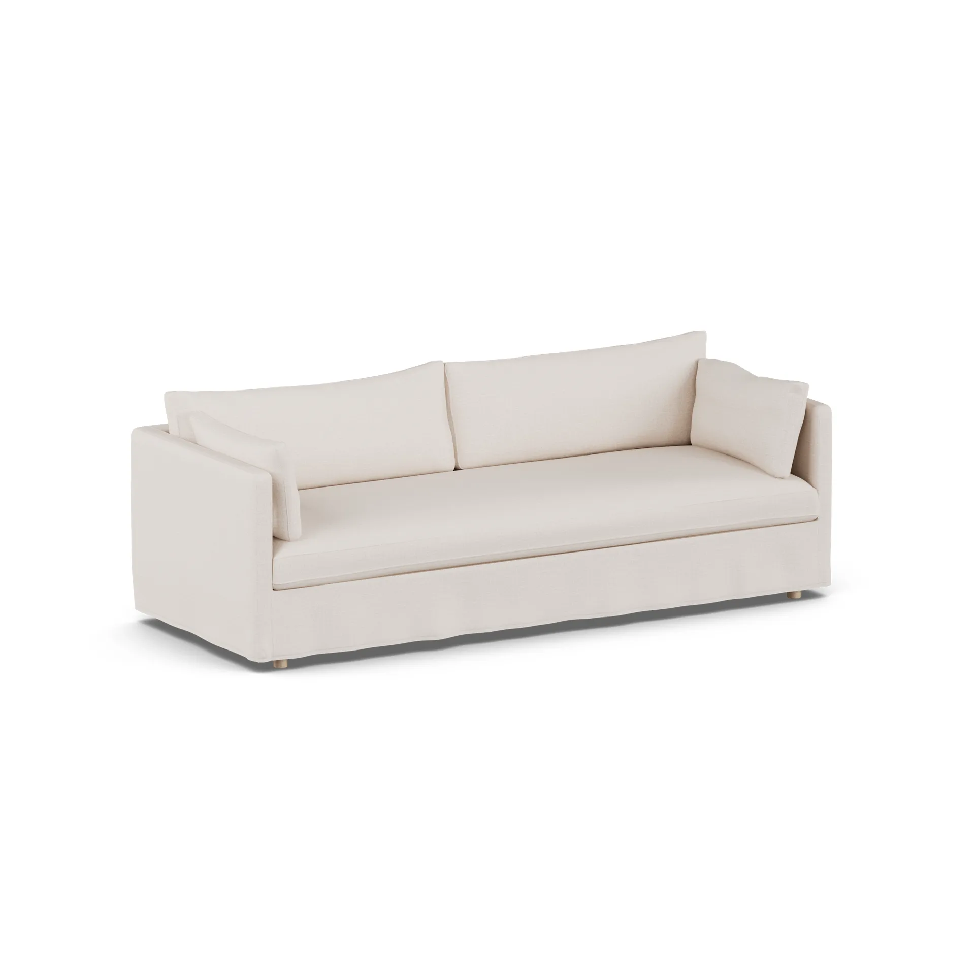 Linnevik soffa, Same Off White 6671-vitoljad ek, 4-sits, med kappa 1898