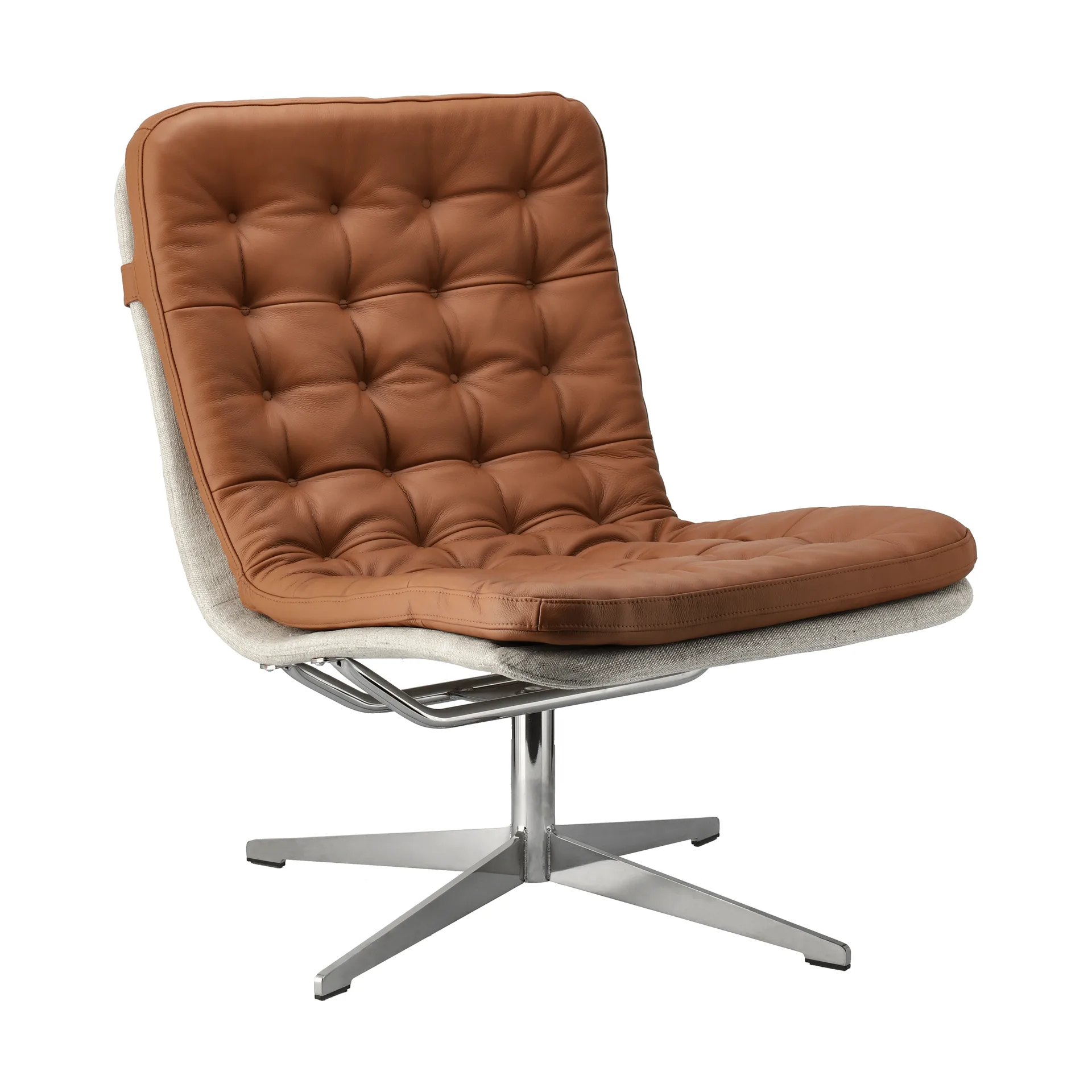 Loholm fåtölj med snurrfunktion, Konjaksfärgat läder-Bern Beige 0341 1898