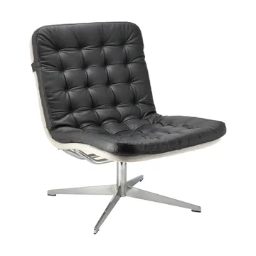 Loholm fåtölj med snurrfunktion - Svart läder-Bern Beige 0341 - 1898