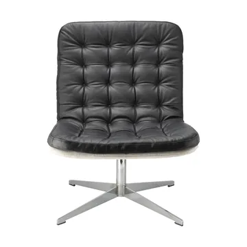 Loholm fåtölj med snurrfunktion - Svart läder-Bern Beige 0341 - 1898