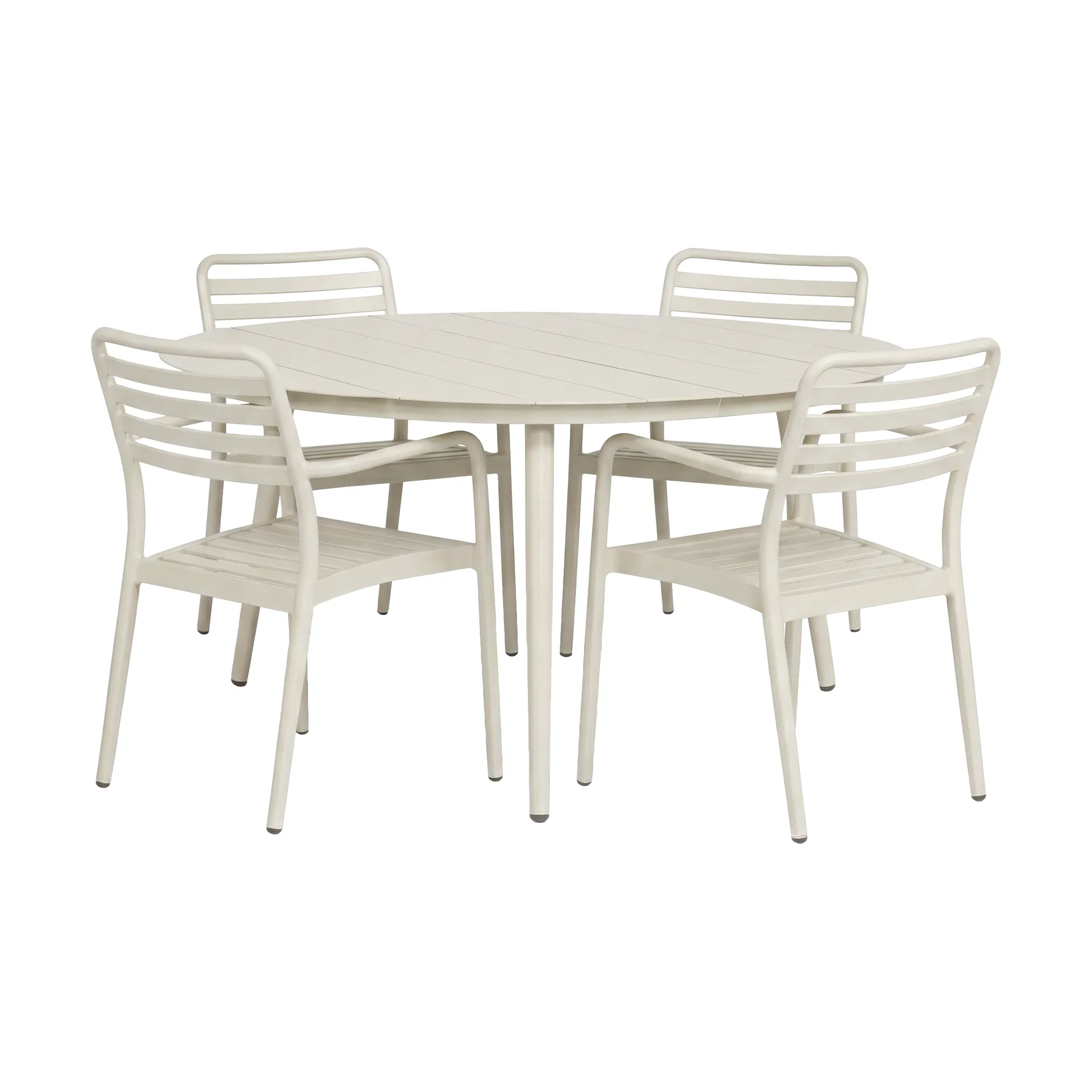 Marsala matbord Ø140 cm + Messina karmstol 4 st, Off white 1898
