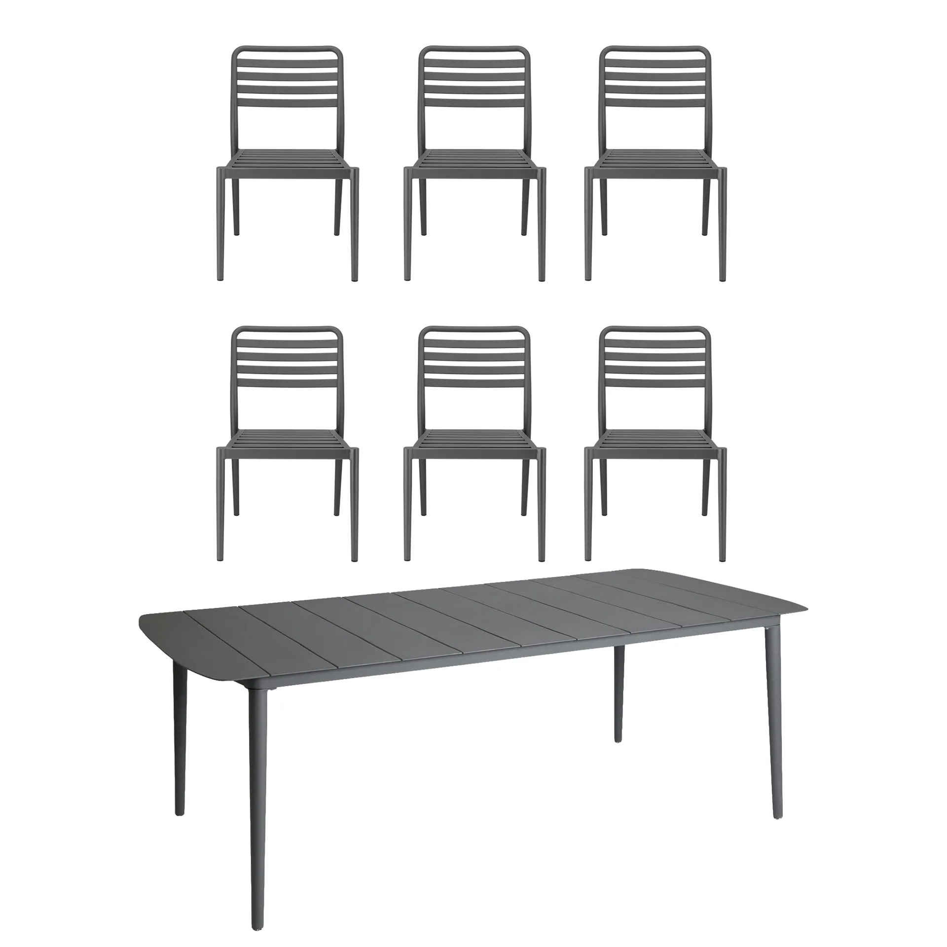 Marsala matbord 208x100 cm + Messina stol 6 st, Anthracite 1898