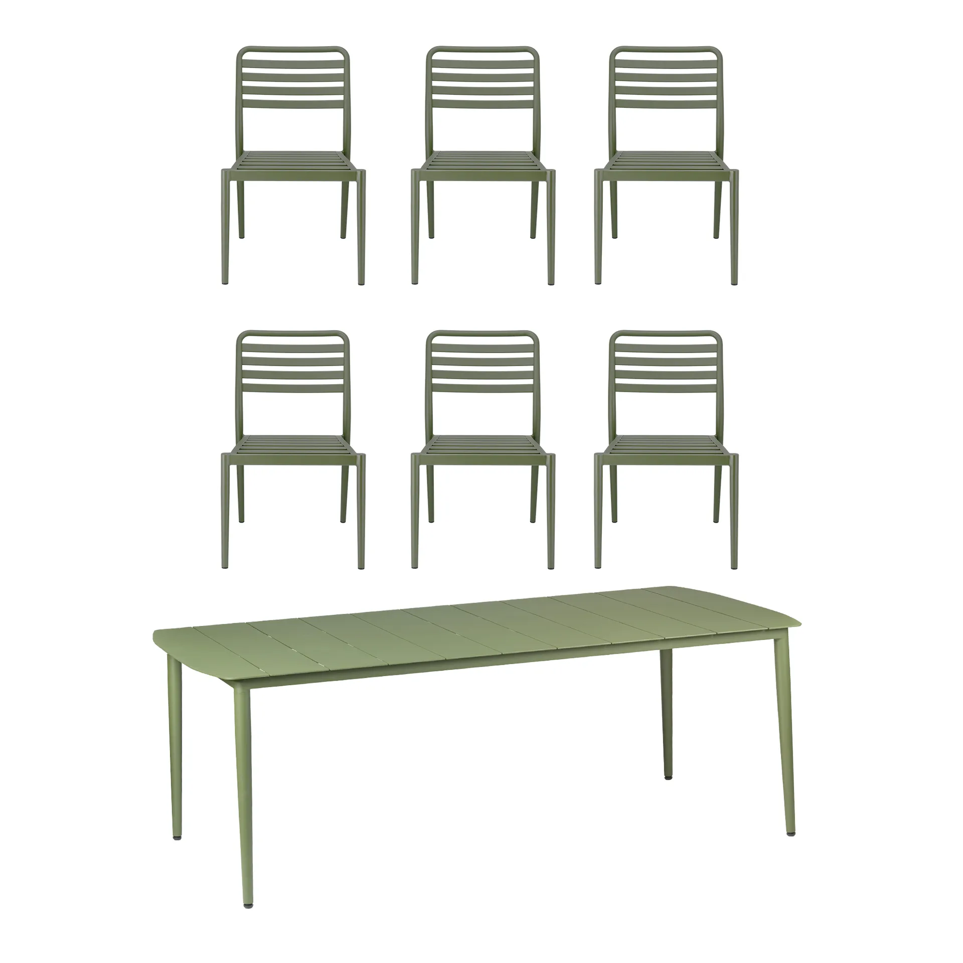 Marsala matbord 208x100 cm + Messina stol 6 st, Moss green 1898