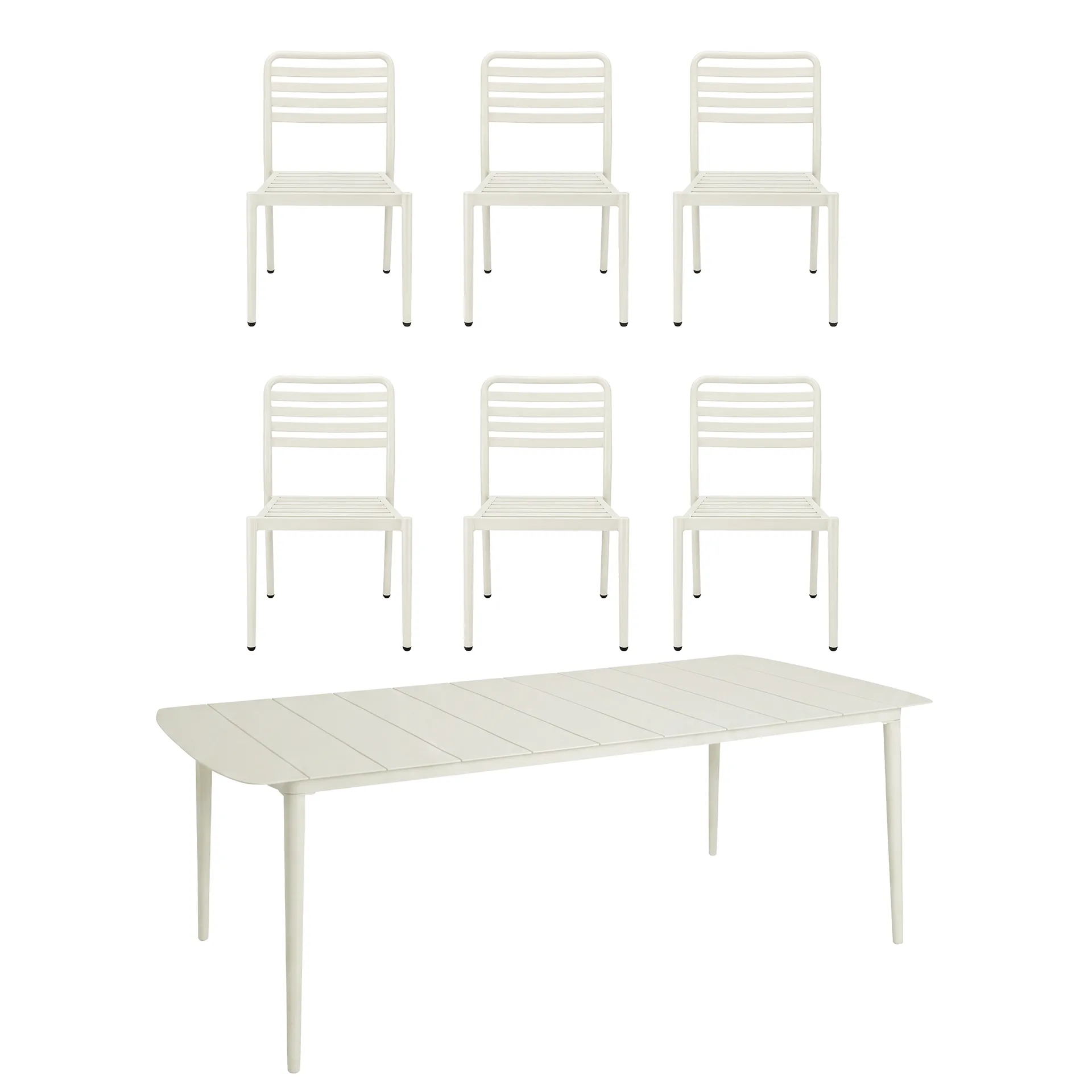Marsala matbord 208x100 cm + Messina stol 6 st, Off white 1898