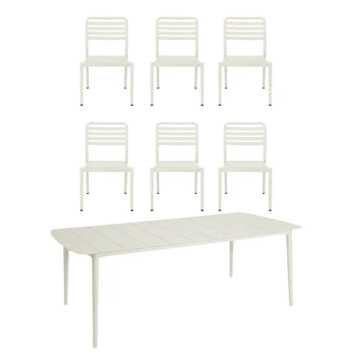 Marsala matbord 208x100 cm + Messina stol 6 st, Off white - 1898