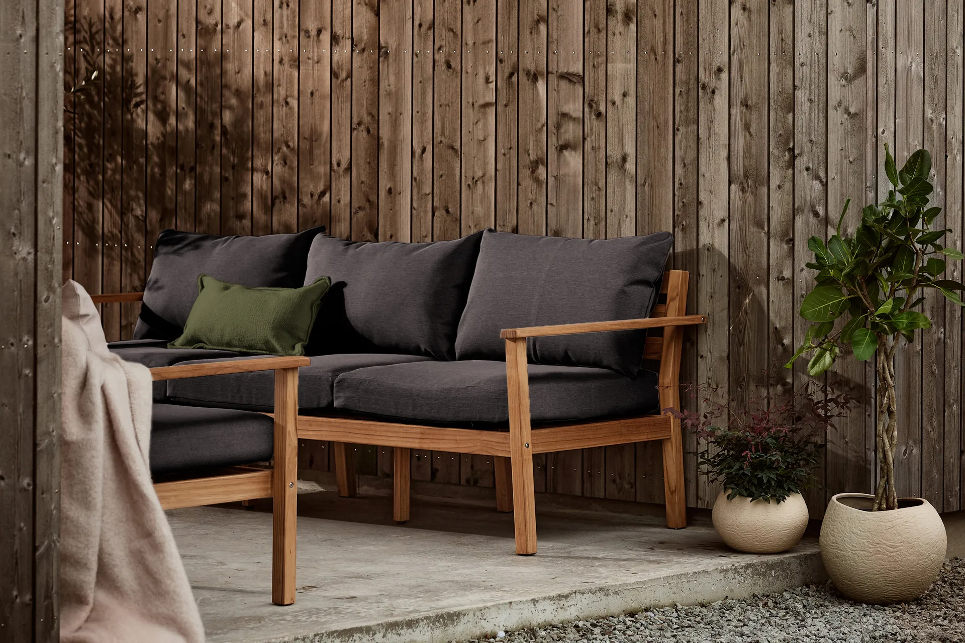 Stockaryd soffa 3-sits teak/dark grey 1898