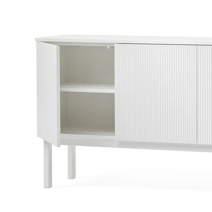 Beam sideboard - Vit lack, vit sockel, toppskiva i carrara marmor - A2
