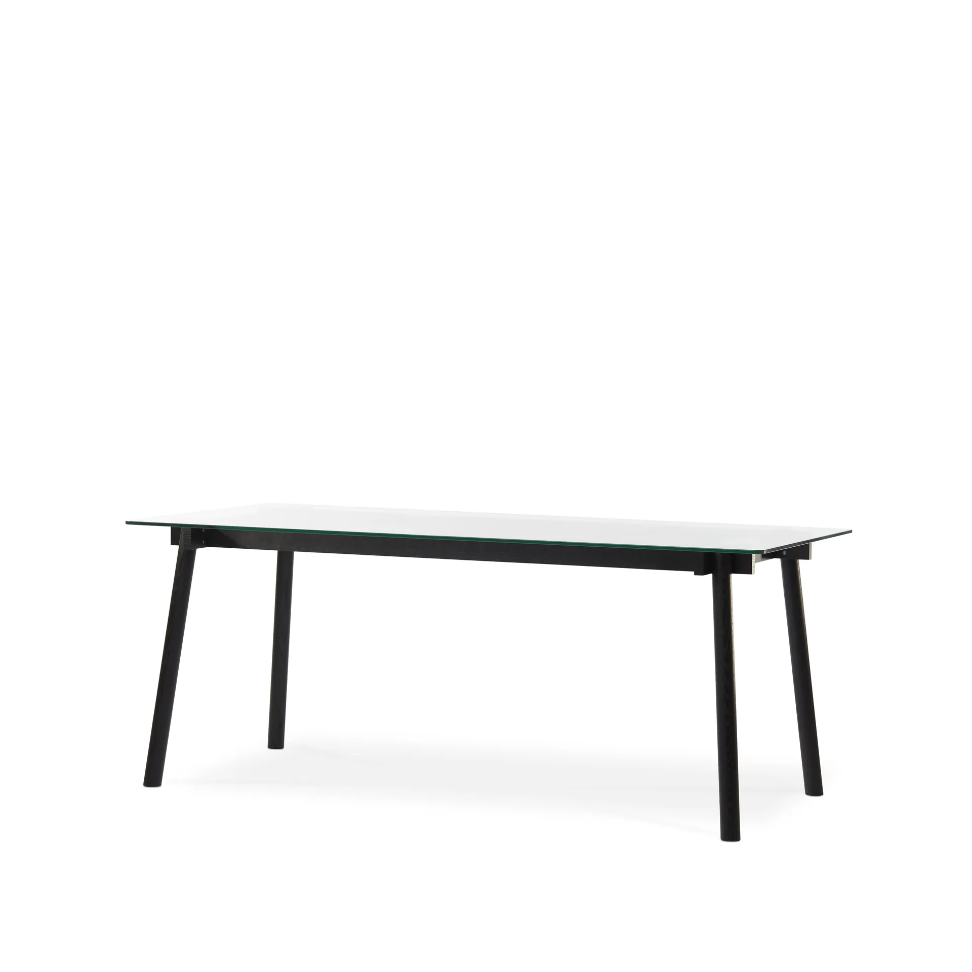 Corners matbord, ek svartbetsad, glas A2