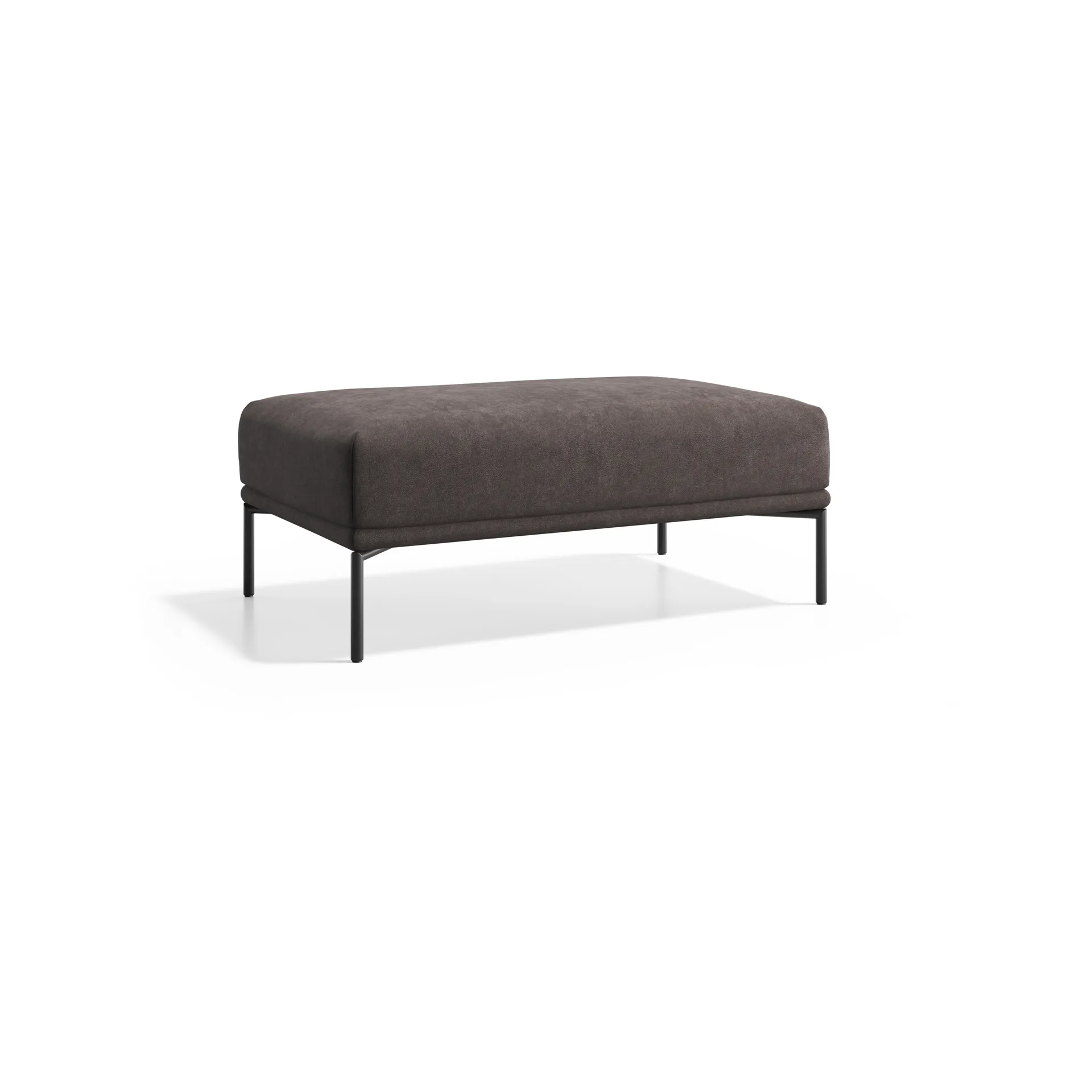 Baron ottoman 60x96 cm, Adea nubuck 98 brun-svarta ben Adea