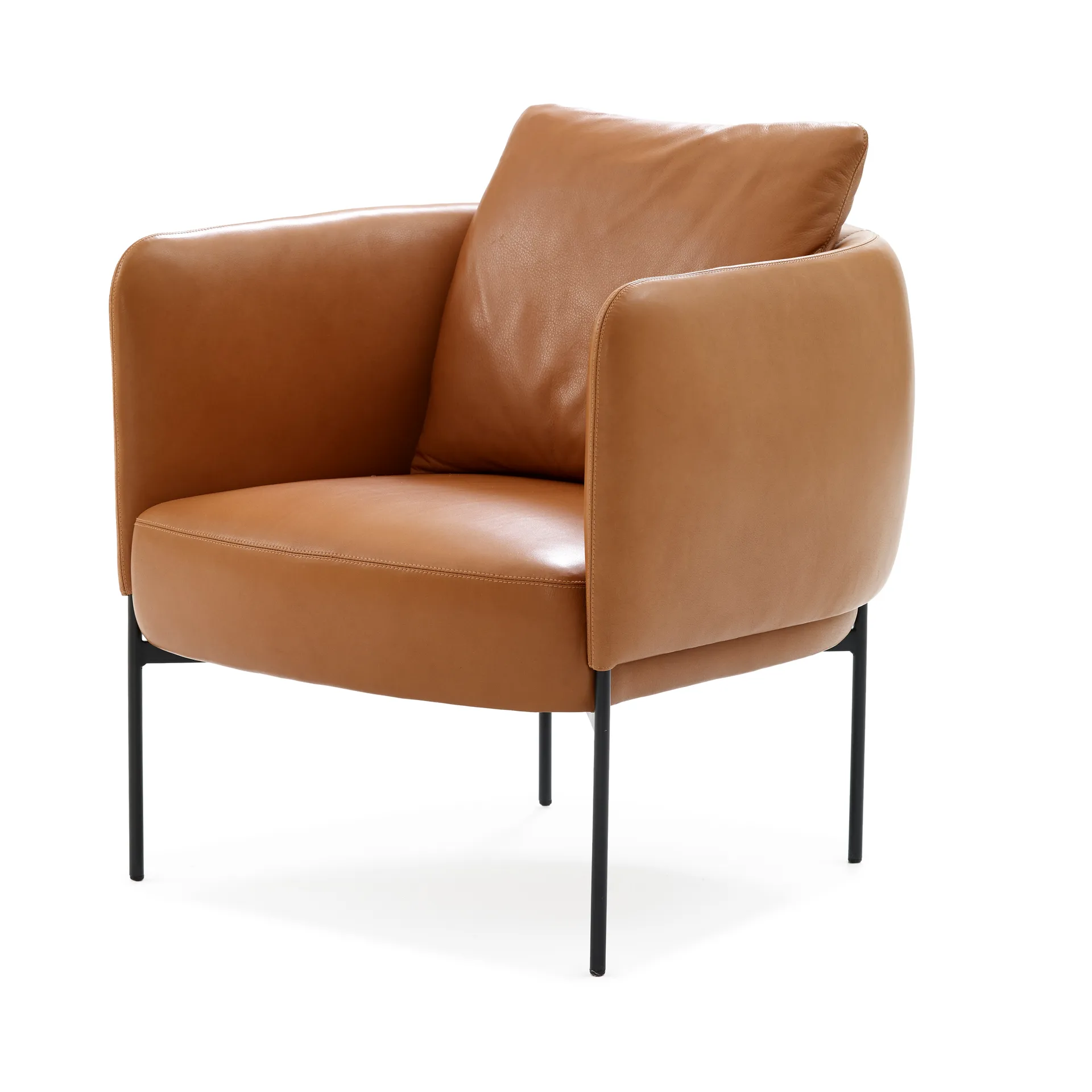 Bonnet Club Chair fåtölj, Master 53 Whisky läder-svarta ben Adea