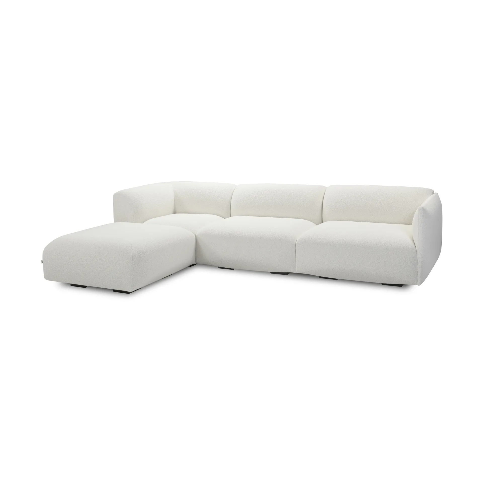 Origami Soffa 3-sits divan vänsterställd, Orsetto 0011 vit-svarta ben Adea