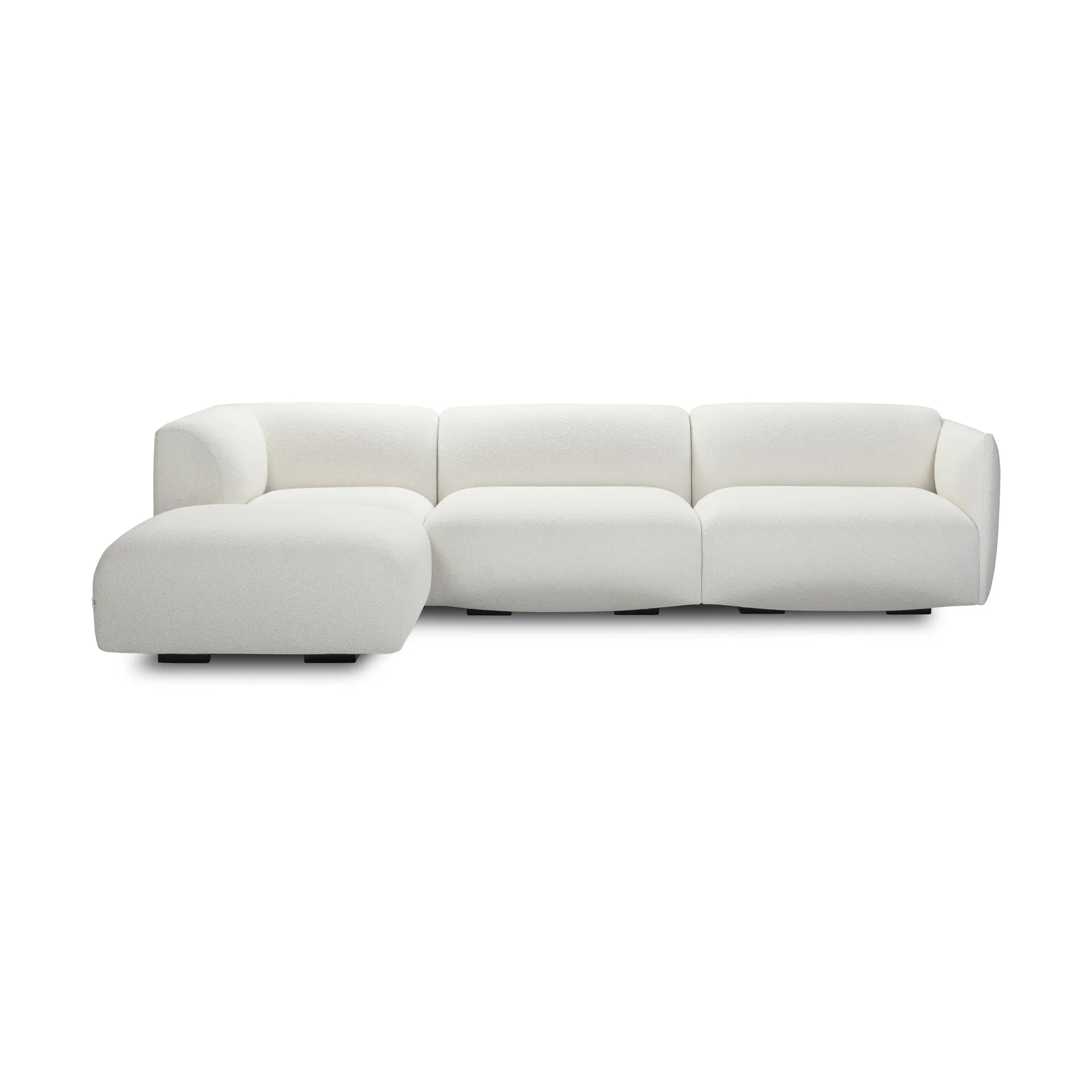 Origami Soffa 3-sits divan vänsterställd, Orsetto 0011 vit-svarta ben Adea