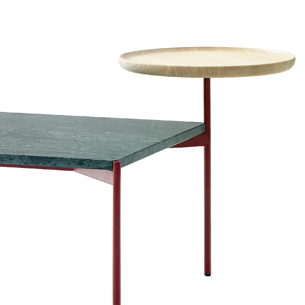 Plateau med bricka soffbord, Marmor vit-svart underrede-bricka i ask-90x90 Adea