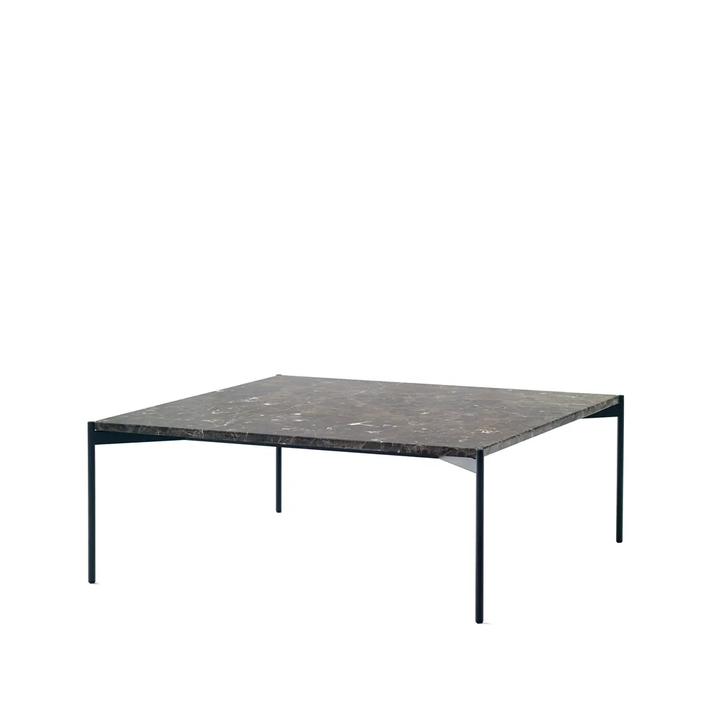 Plateau soffbord, marmor brun, svart underrede, 90x90 Adea