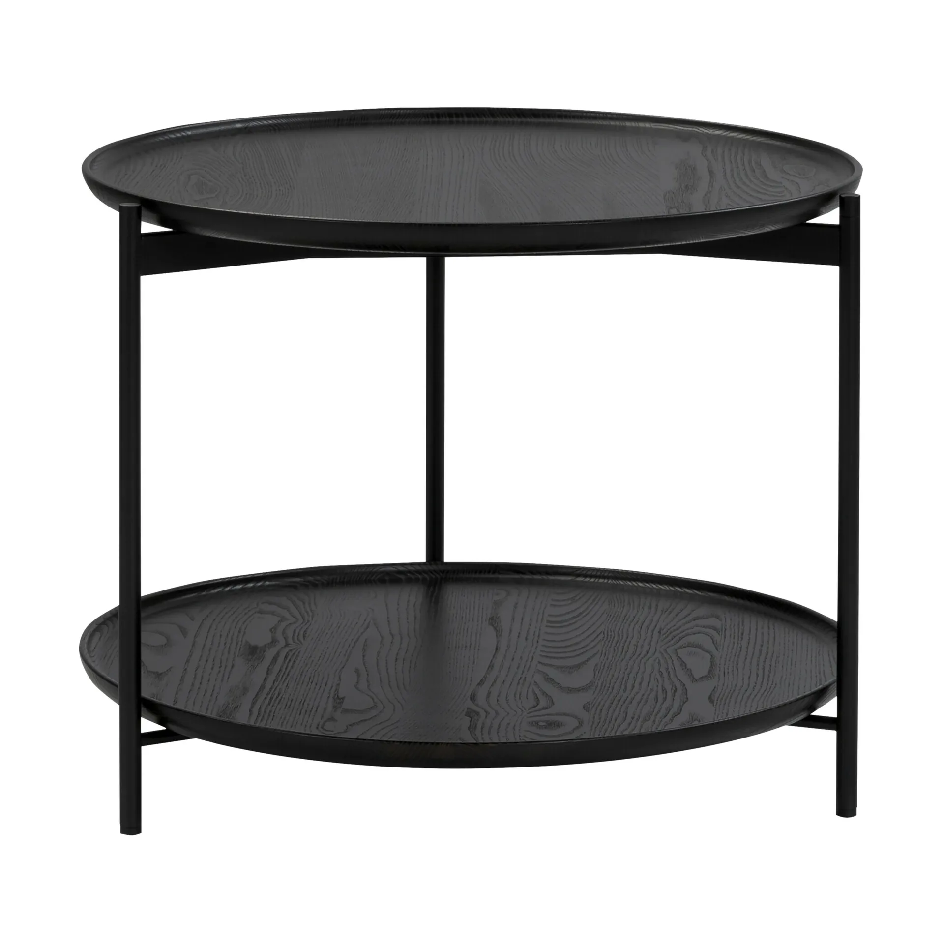 Plateau Wood soffbord Ø58 cm, Ask svart-svarta ben-H45 Adea
