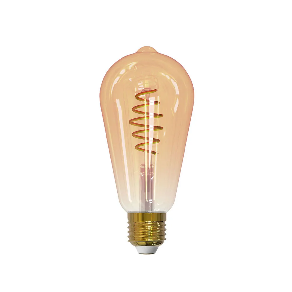 Airam Smarta Hem Filament LED-Edison ljuskälla, amber, st64, spiral e27, 6w Airam