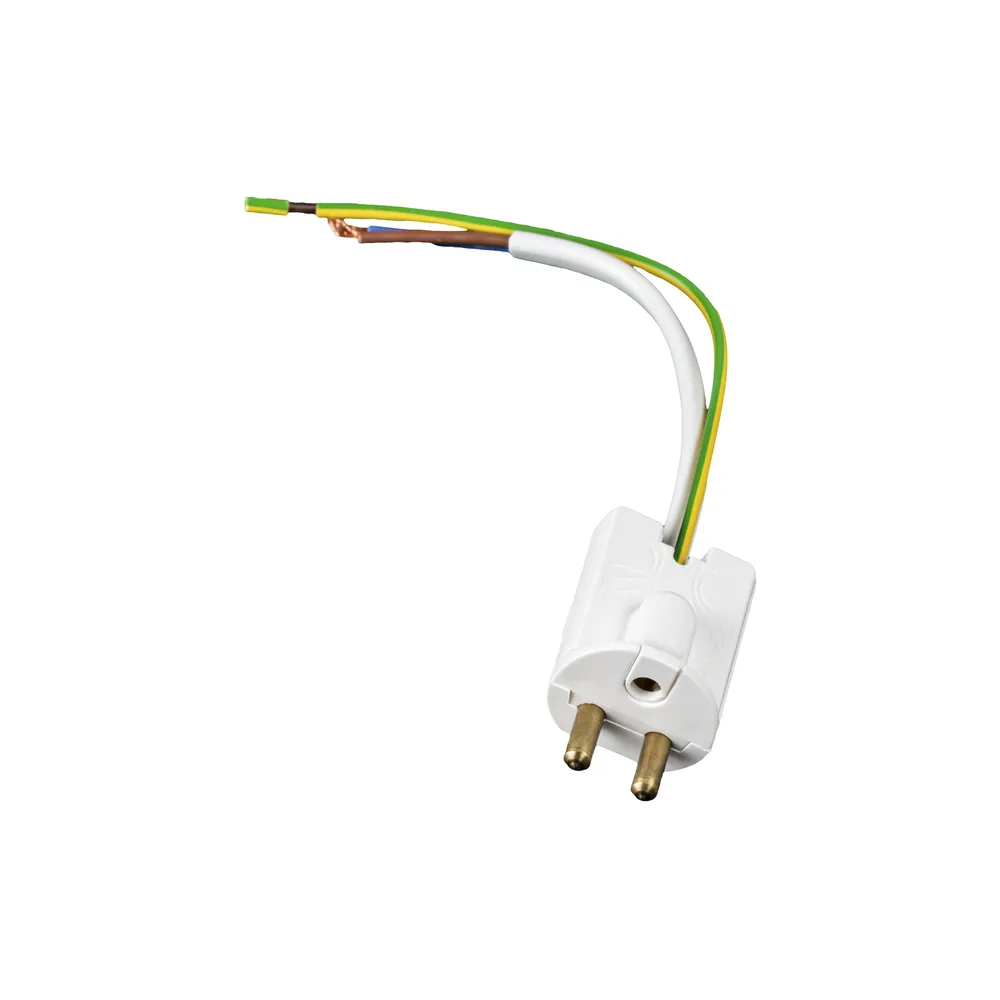 Lampkontakt, vit, med kabel 14 cm, jordad Airam