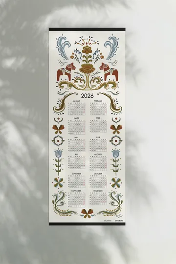 Dalahäst kalender 2026 - 35x90 cm - Almedahls