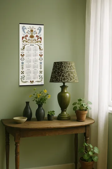 Dalahäst kalender 2026 - 35x90 cm - Almedahls