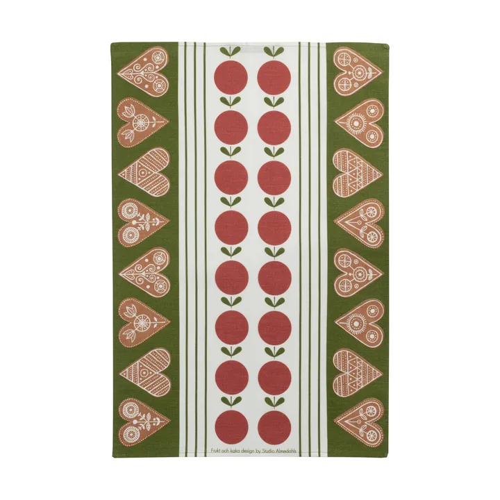Frukt och kaka kökshandduk 47x70 cm - Röd-grön - Almedahls